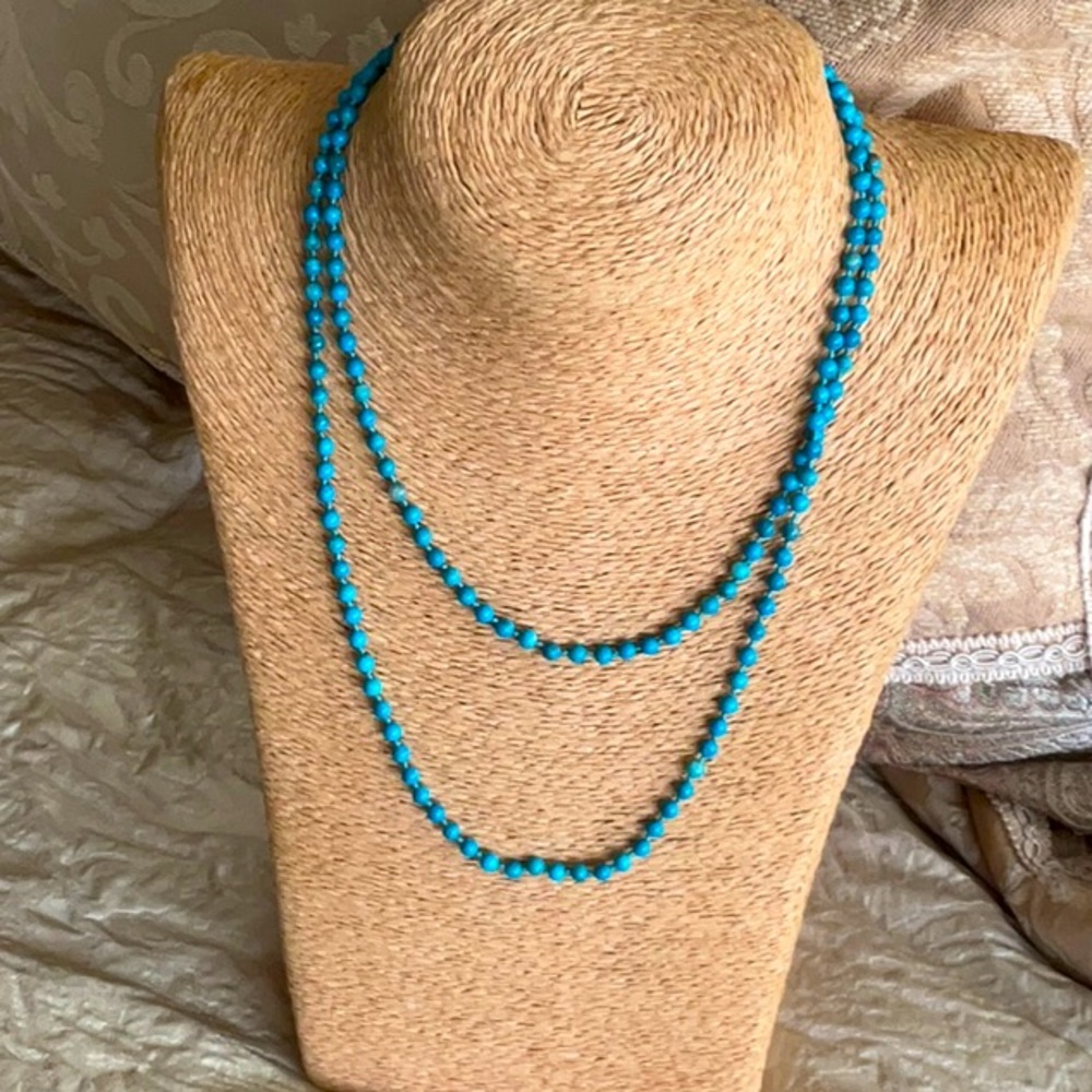 Turquoise tiny long necklace - Picture 2 of 5